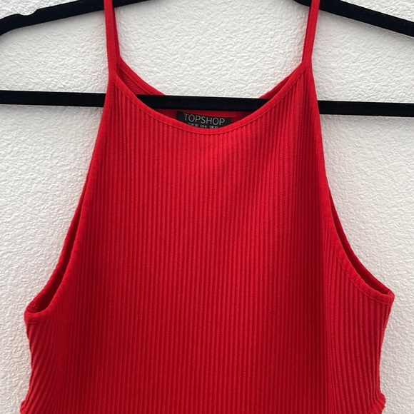 Topshop, ribbed, red cut out dress - Picture 2 of 5